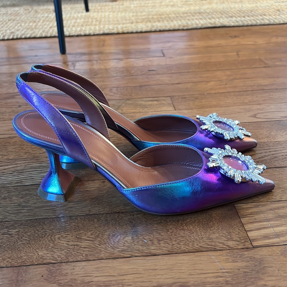 AMINA MUADDI iridescent Begum Leather Slingback Pumps - Picture 5 of 12